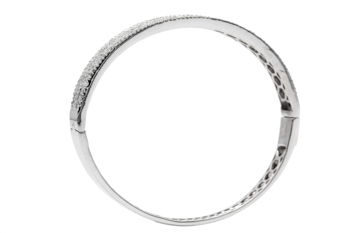 18K WHITE GOLD 5-ROW CHANNEL AND BEADSET DIAMOND BANGLE